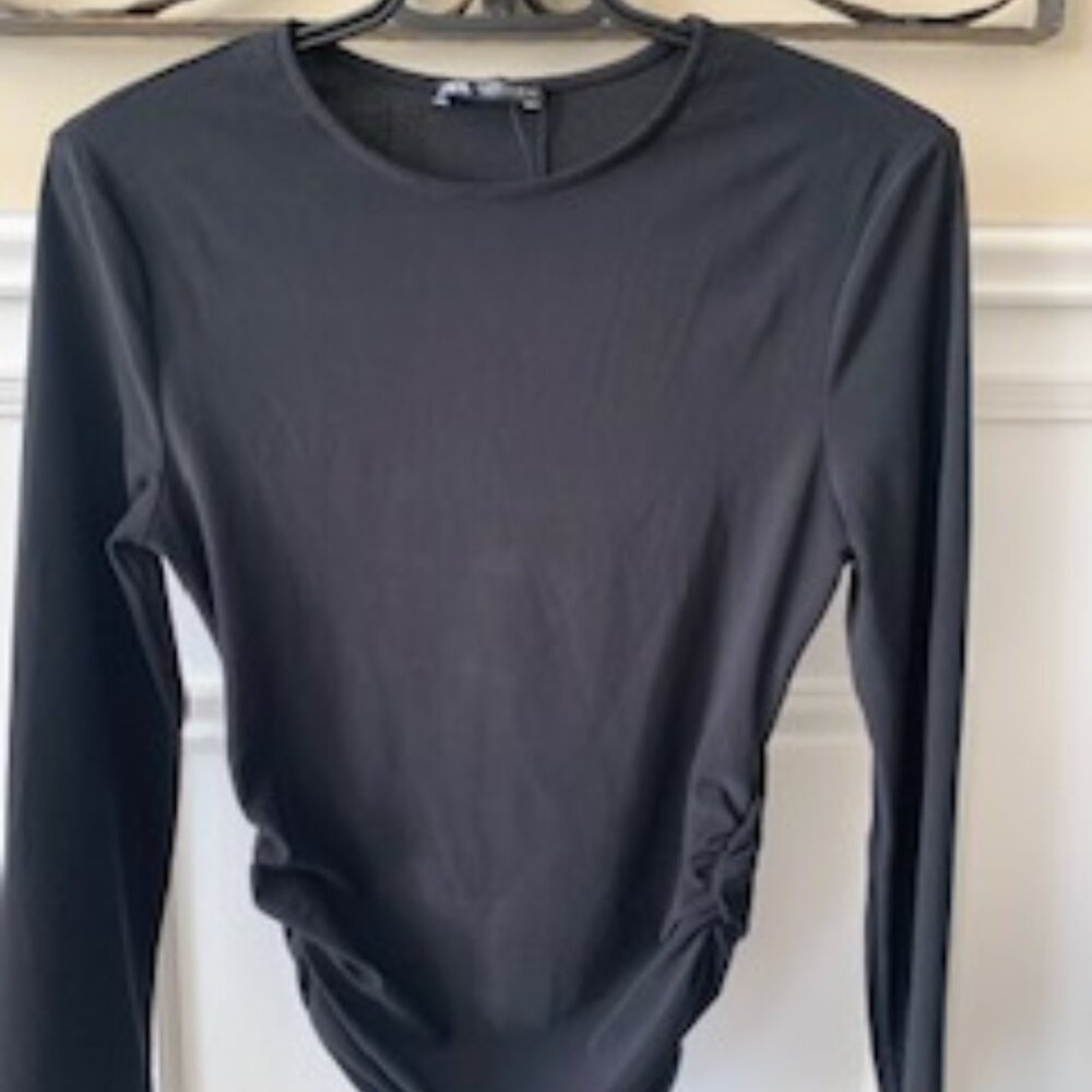 Zara Black Long Sleeves Fitted Top XS